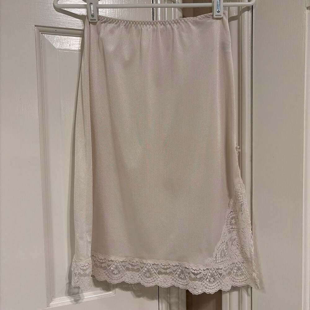 Vintage Vassarette Satinessence Nylon Ivory Half Slip with Lace Trim